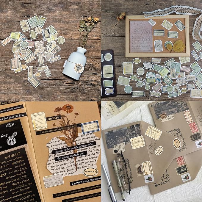 140 Pcs Vintage Aesthetic Stickers for Adults, Junk Journal Supplies for Scrapbooking Bullet Journal Collage Diary DIY Crafts