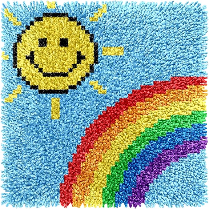 Manzapu Latch Hook Rug Kits for Adults Beginners, 30cm*30cm Small Home Decor Rugs Making Kit with Crochet Tool ＆ Precut Yarns and Coded Canvas Christmax Halloween Craft Gifts for Women Mom