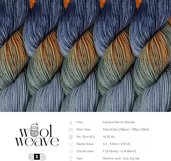 Superwash Merino Wool Yarn for Knitting & Crocheting - Premium Hand Dyed Variegated Yarn, 100gr, 240 Yards, Dk Weight - Luxurious, Soft & Durable