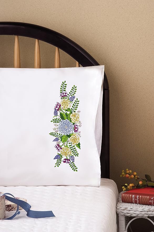 Design Works Crafts Floral Fantasy Pillowcases for Embroidery, Model: T232176