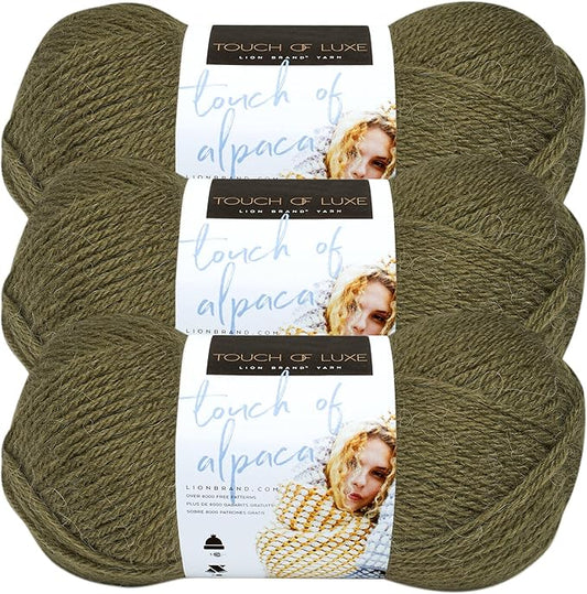 (3 Pack) Lion Brand Yarn Touch of Alpaca Yarn, Olive