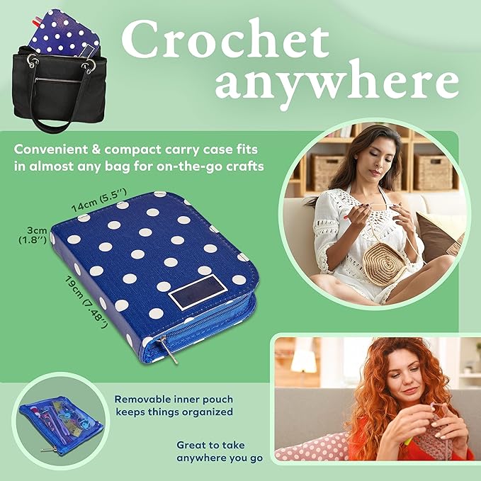 Miloll Crochet Hooks 31 Pcs Set - Yarn Crochet Kit w/ 9 Ergonomic Hook Sizes, 6 Yarn Needles, Additional Knitting & Crochet Supplies and Carrying Case﻿ for Crocheters