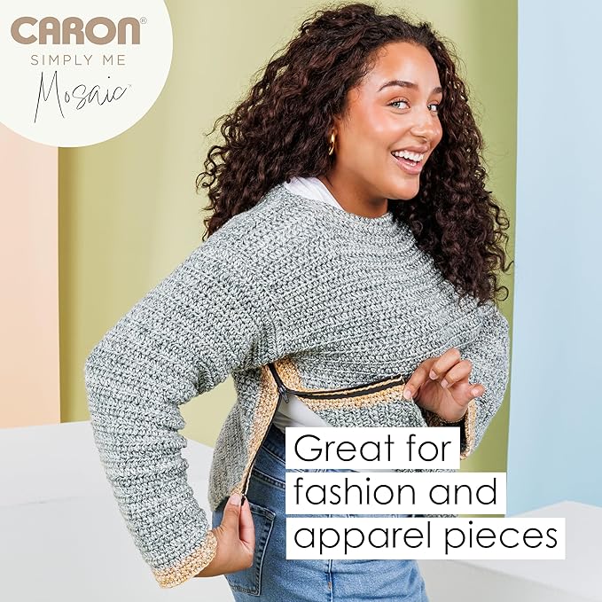 Caron Simply Me Mosaic Grassy Yarn - 2 Pack of 140g/5oz - 62% Acrylic, 20% Nylon, 18% Wool - #5 Bulky - 173 Yards - Knitting/Crochet