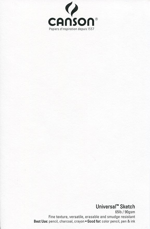 Canson Artist Series Universal Paper Sketch Pad, for Pencil and Charcoal, Micro-Perforated, Side Wire Bound, 65 Pound, 14 x 17 Inch, 100 Sheets