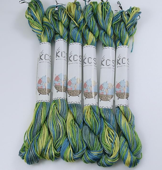 KCS Big skeins of 25 Meters Size 25 Color Variegated Cross Stitch Stranded Threads,6 skeins,4506