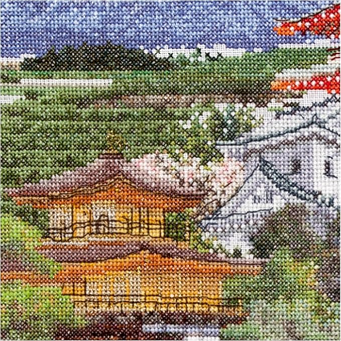 Thea Gouverneur - Counted Cross Stitch Kit - Japan - Aida - 18 Count - Embroidery Kit for Adults - DMC Embroidery Threads and Other Cross Stitch Supplies Included - 548A