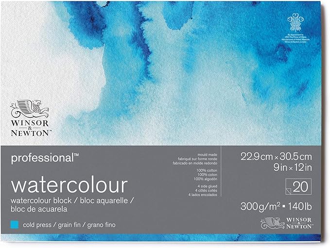 Winsor & Newton Professional Watercolor Paper Block, 9" x 12", Cold Pressed