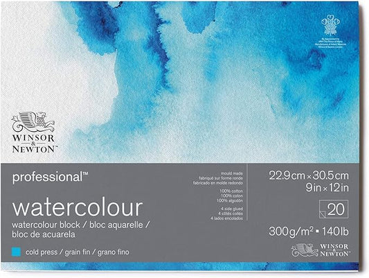 Winsor & Newton Professional Watercolor Paper Block, 9" x 12", Cold Pressed
