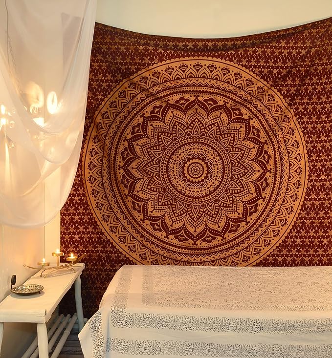 popular handicrafts twin hippie mandala wall hanging tapestry for bedroom bohemian gypsy hippy indian gold ombre design bedspread tapestry maroon 54x82 inch