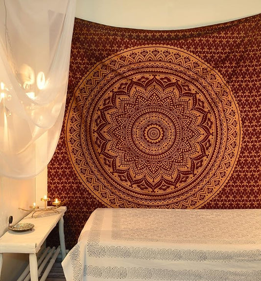 popular handicrafts twin hippie mandala wall hanging tapestry for bedroom bohemian gypsy hippy indian gold ombre design bedspread tapestry maroon 54x82 inch