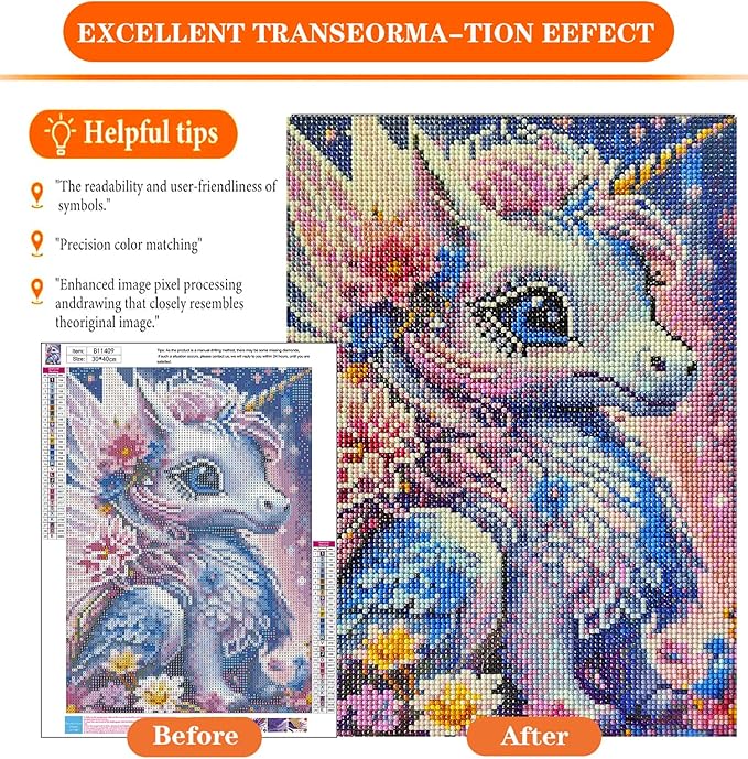 igoodom Diamond Art Kits for Adults, Unicorn Diamond Art Kits, Full Drill Round Unicorn Diamond Painting Kits, DIY Gem Art and Crafts for Home Wall Decor Gift 12x16inch