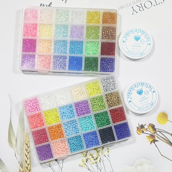 Size 4mm Seed Beads About 8000pcs 48 Colors 6/0 Glass Seed Beads for Making Jewelry Bracelet Necklace