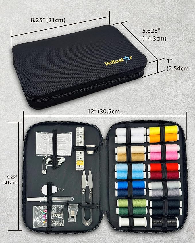 Beginner Hand Sewing Kit with Portable Case – Sewing Supplies for Adults & Kids, 22 Thread Spools, Needles, Scissors, Thimble & Measuring Tape for Home, Travel, Dorm & Emergency Clothing Repairs