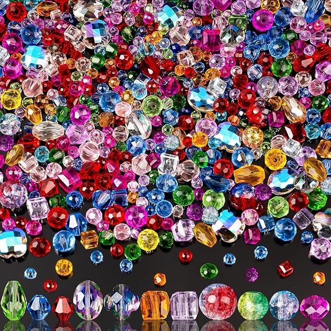 1272pcs glass beads for jewelry making - colorful rainbow craft crystal beads with loose beads sparkly beads hole drilled diy for bracelets craft earrings making