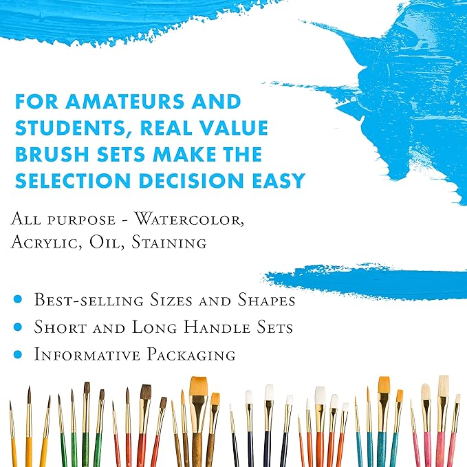 Princeton RealValue Brush Set, Natural, Orange Handle, 7 Piece, 1 Count