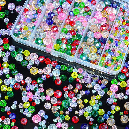 laopottbeads 800pcs colors random 4/6/8/10mm crystal glass beads for jewelry making beads for bracelets necklace pendants making supplies(mixed colors)
