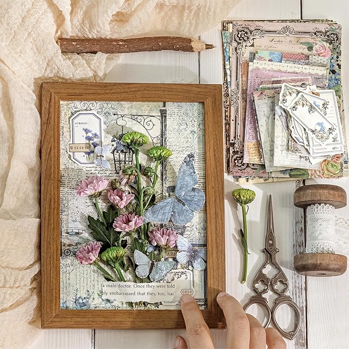 400PCS Vintage Scrapbook Paper Journaling Scrapbooking Supplies Kit Decorative Craft Paper Assorted for Bullet Junk Journals Card Making Crafts, County Post Office