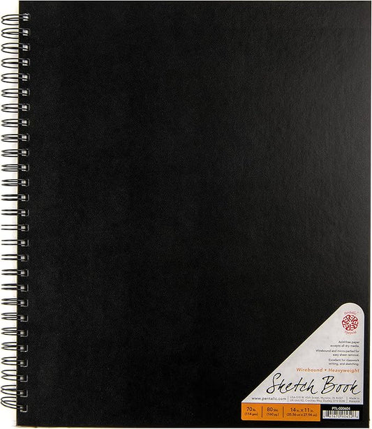 Pentalic - 11"x 14" Double Wirebound Sketchbook, 80 Sheets, Black