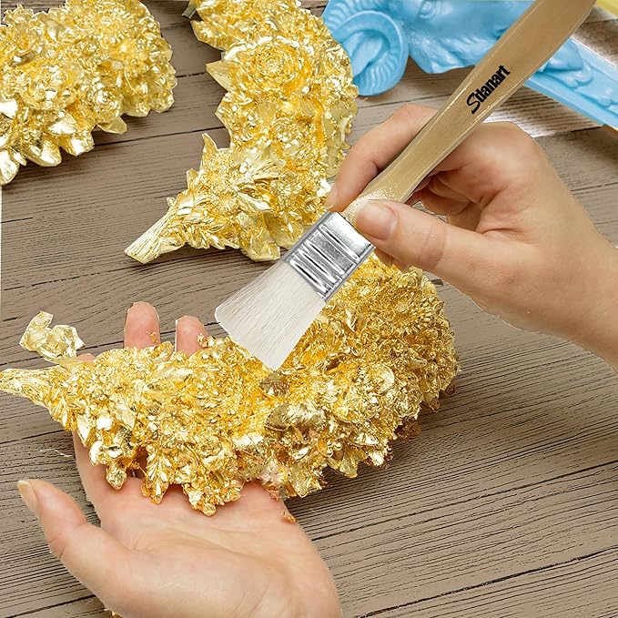 Gilding Brush Set,7 PCS Professional Goat Hair Blend Mop Brush Set for Acrylic Gouache Watercolor Oil Painting Gold foil and Gold Leaf Sheets