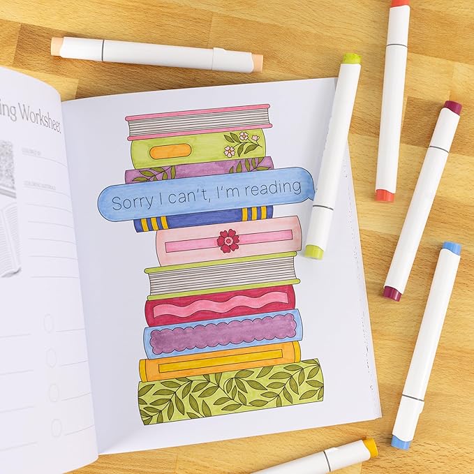 Elyse Breanne Design, All Booked Up Coloring Book, 40 Unique Coloring Pages for Book Lovers, 8.5x10 inches