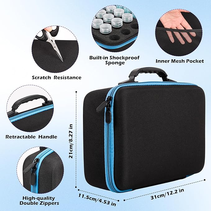 MERATIA 120 Slots Diamond Painting Storage Container, Diamond Art Kits for Adults Stackable Bead Organizer with Carrying Handle, Craft Storage Box with Accessories (Blue-120 Slots)