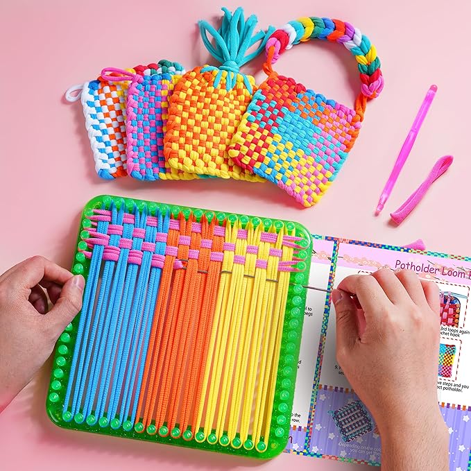 REENLIV Upgraded Weaving Loom Kit Toys for Kids & Adults, DIY Arts & Crafts, Easy Potholder Loom Knitting Activity for Beginners, Ideal Gifts for Girls Ages 5 6 7 8-12 13 Years Old, 252 Craft Loops