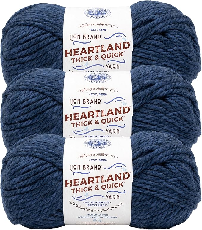Lion Brand Yarn Heartland Thick & Quick Bulky Heathered Yarn for Knitting and Crochet, Boston Common, 3 Pack