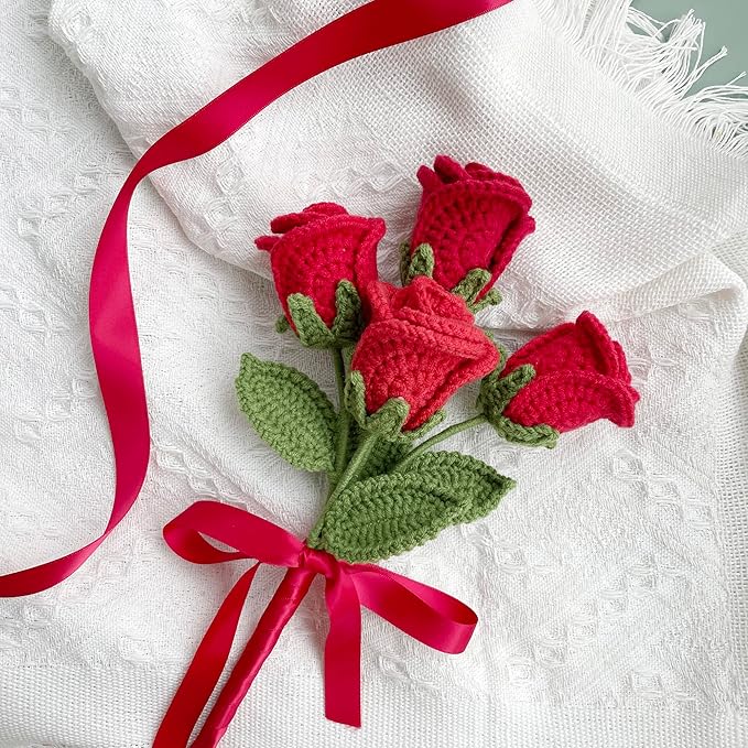 Lily's Lyric Flower Crochet Kit | Red Rose | Step-by-Step Video Tutorial for Adults Teenagers | Craft Gift Idea DIY Home Decoration