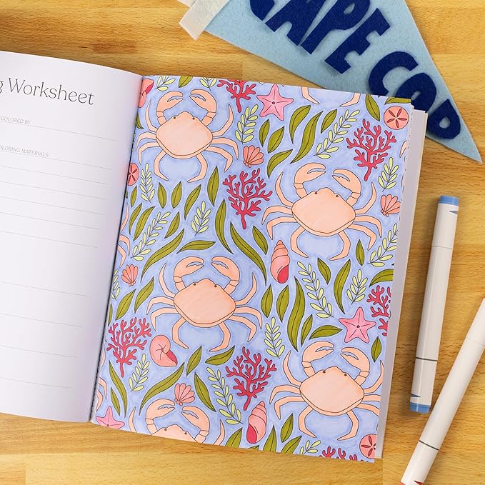 Elyse Breanne Design | Coastal Americana Coloring Book | 40 Pages | 8.5x10 inches | Coastal Coloring Pages