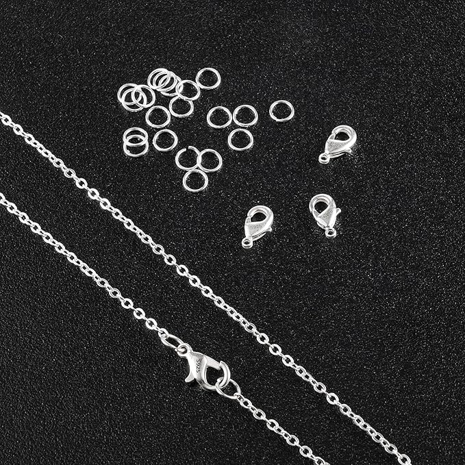 23Pcs 925 Sterling Silver Lobster Claw Clasps 10mm with Open Jump Rings Jewelry Making Set, Sterling Silver Jewelry Finding Supplies Small Lobster Clasps for Necklaces Bracelet Chains Connector