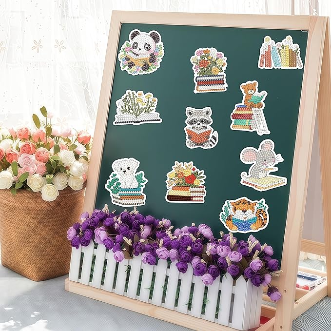 30 Pcs Animal Diamond Painting Magnets Kits Book Diamond Art Fridge Magnet Refrigerator Sticker Diamond Painting kit for Beginners Adults DIY Art Craft Gifts Home Decors