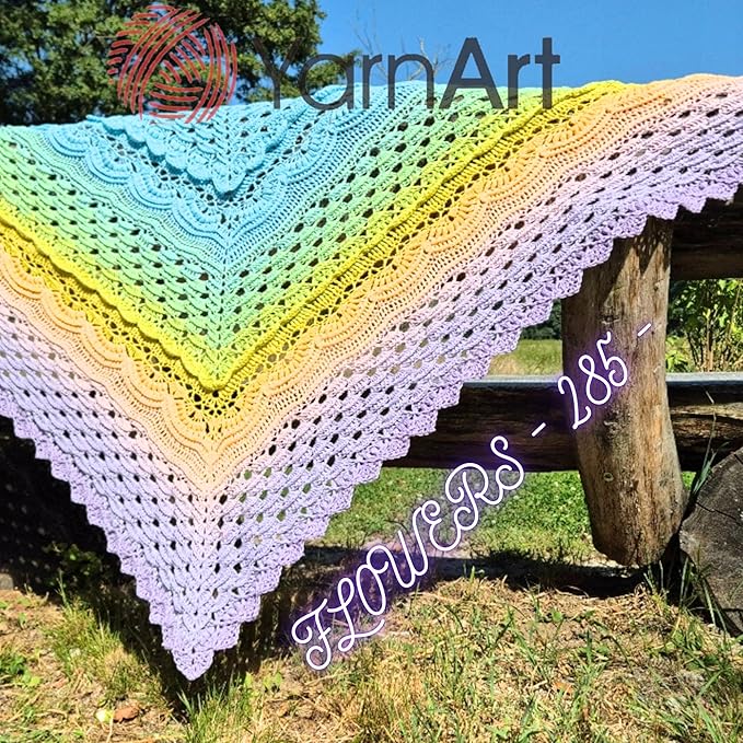 YarnArt Flowers – Gradient Cotton Acrylic Blend, 250g (8.8 oz), 1094 yds, Lightweight Sport Yarn for Crochet, Knitting, Shawls, Summer Projects (285)