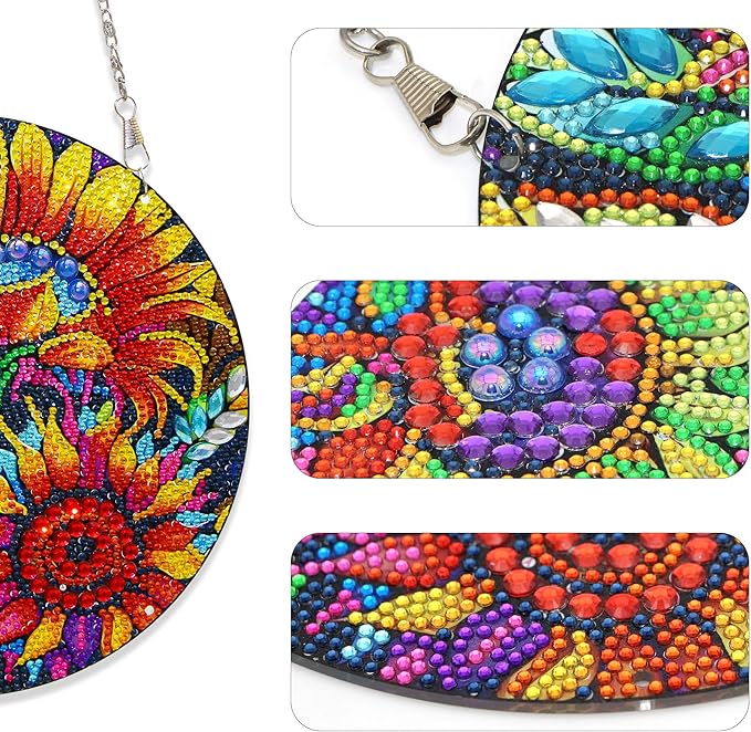 Sunflower Diamond Art Kits for Adult Beginner DIY Diamond Painting Hanging Window Pendant Ornament for Home Decoration Gem Art Gift (Sunflower)