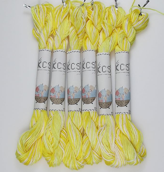 KCS Big skeins of 25 Meters Size 25 Color Variegated Cross Stitch Stranded Threads,6 skeins,4077