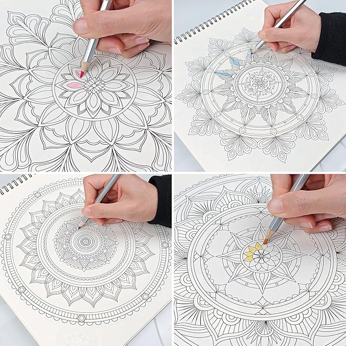 FUN LAVIE Adult Coloring Book - Mandala Coloring Books for Adults Relaxation and Teens Stress Relief, Large Print Spiral Bound Coloring Book for Women,Mandalas Style Mindfulness Stress-Free Patterns