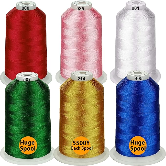 Simthread - 33 Selections - Various Assorted Color Packs of Polyester Embroidery Machine Thread Huge Spool 5500Y for All Sewing Embroidery Machines - Christmas Colors