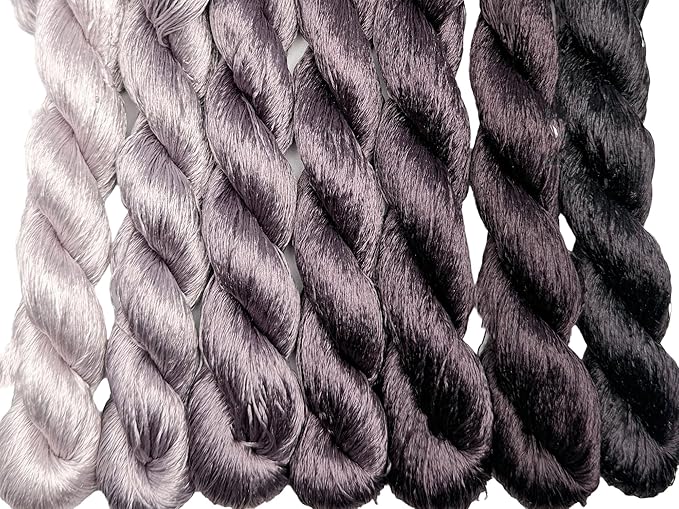 100% Nature Mulberry Handmade Embroidery Silk Thread Woven Jewelry Accessory Artificial Flowers Cross Stitch Floss DIY Sewing Kits 7 Gradient Colors 22m Each (14)