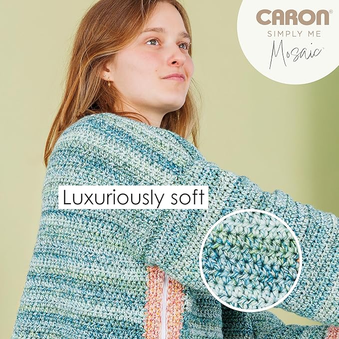 Caron Simply Me Mosaic Sunset Yarn - 2 Pack of 140g/5oz - 62% Acrylic, 20% Nylon, 18% Wool - #5 Bulky - 173 Yards - Knitting/Crochet