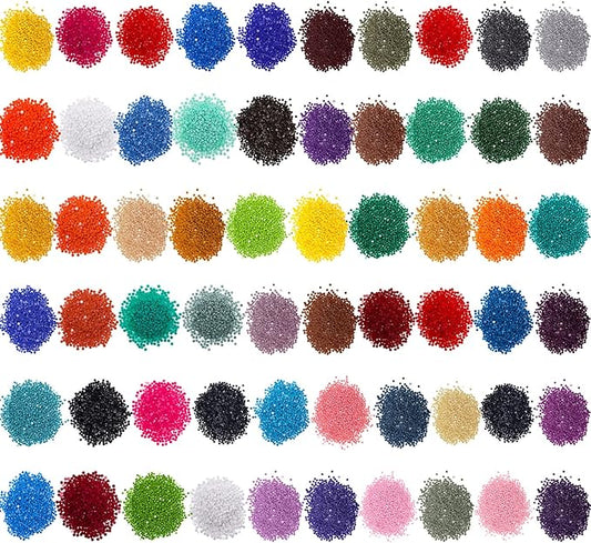 60000 Pcs 60 Color Rhinestones Diamond Painting Beads Flat Bottom Round Resin Beads Art Replacement Diamonds for DIY Craft Diamond Painting Accessories(Bright Color)