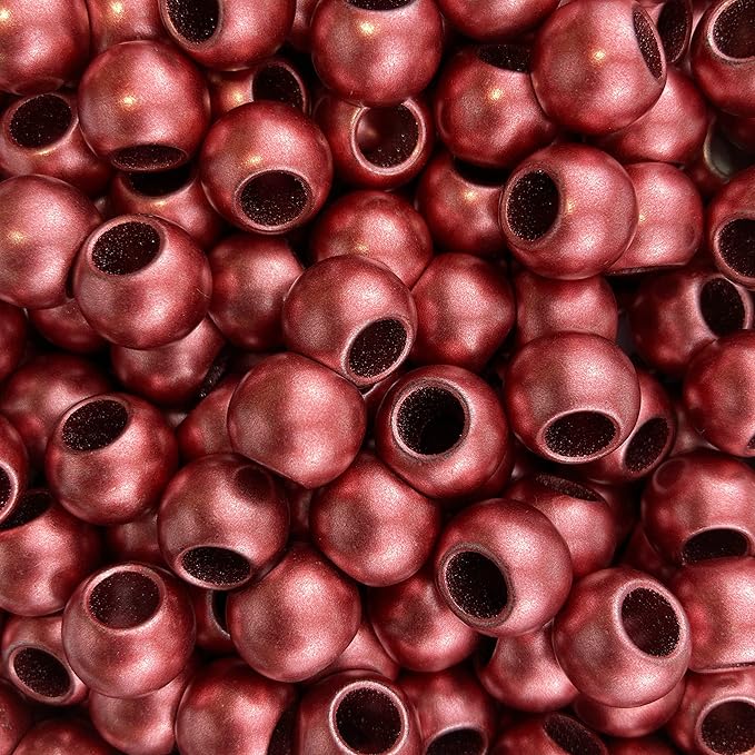300 acrylic large hole beads for crafts 10mm x 12mm acrylic barrel beads with 5.7mm large hole, matte red