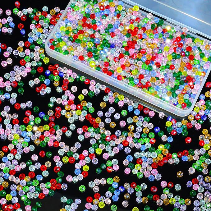 laopottbeads 1200pcs 4mm colors random crystal glass beads for jewelry making beads for bracelets necklace pendants making supplies(mixed colors)