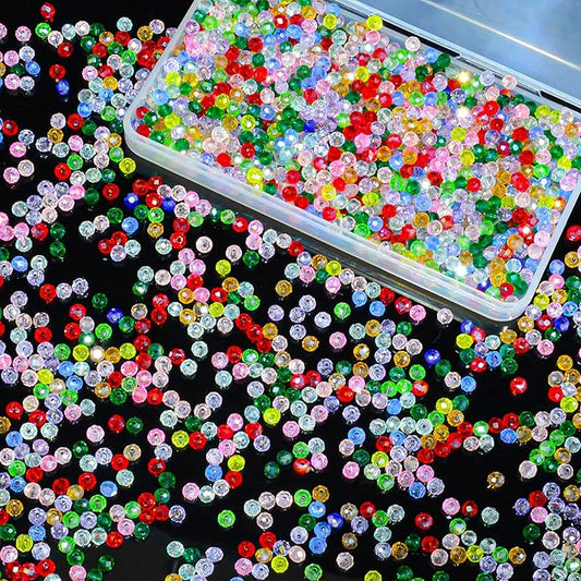 laopottbeads 1200pcs 4mm colors random crystal glass beads for jewelry making beads for bracelets necklace pendants making supplies(mixed colors)