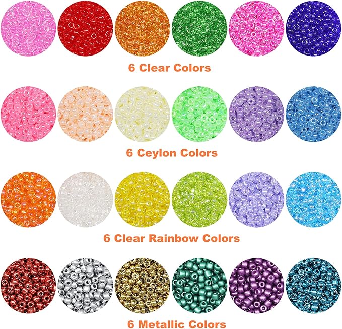 16800 Pcs 3mm Seed Beads & 260 Pcs Alphabet Beads Kit - Complete Jewelry Making Supplies with Elastic String, Earring Hooks & Claw Clasps | Ideal for DIY Bracelets, Necklaces