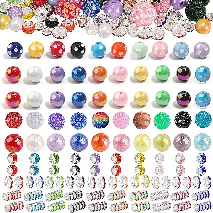 190 Pcs Beads for Keychains Pens Making, Included 16/20mm Acrylic Bubblegum Rondelle Beads for Pen, Jewelry, Bracelets, Keychain DIY Beadable Pens Making Kit Supplies