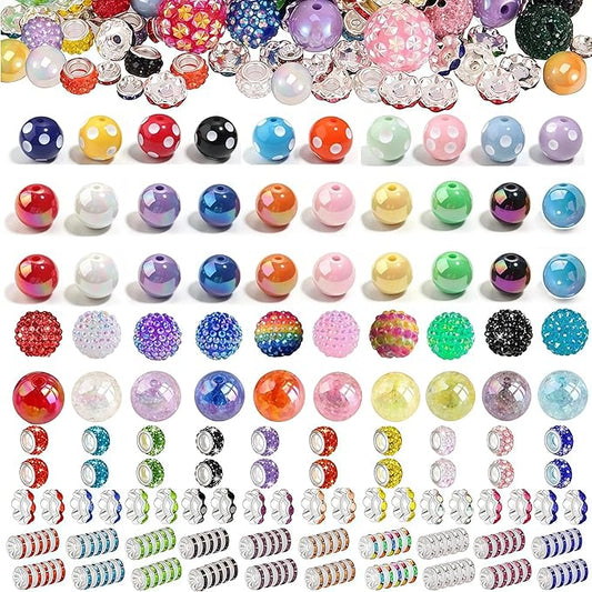 190 Pcs Beads for Keychains Pens Making, Included 16/20mm Acrylic Bubblegum Rondelle Beads for Pen, Jewelry, Bracelets, Keychain DIY Beadable Pens Making Kit Supplies