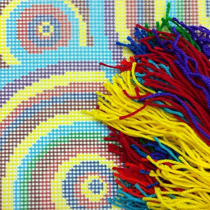 Brvsk Rainbow Needlepoint Kit for Adults and Beginners — Mexico 16″ × 16″ with Clear, Precise Printed Design on Cotton Canvas; Includes 2 Needles, Yarn, and Easy-Read Chart