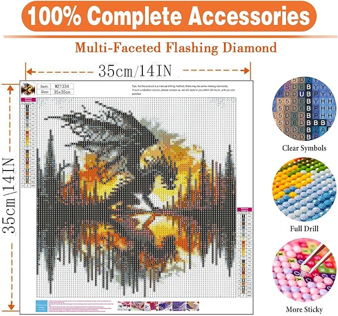 igoodom Dragon Diamond Art Kits for Adults, Silhouette Dragon Diamond Painting Kit, Full Drill Round Diamond Art Kits, DIY Gem Art and Crafts for Home Wall Decor Gift 14x14inch