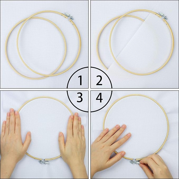 similane 5 pieces embroidery hoops bamboo circle cross stitch hoop ring 5 inch to 10 inch for embroidery and cross stitch