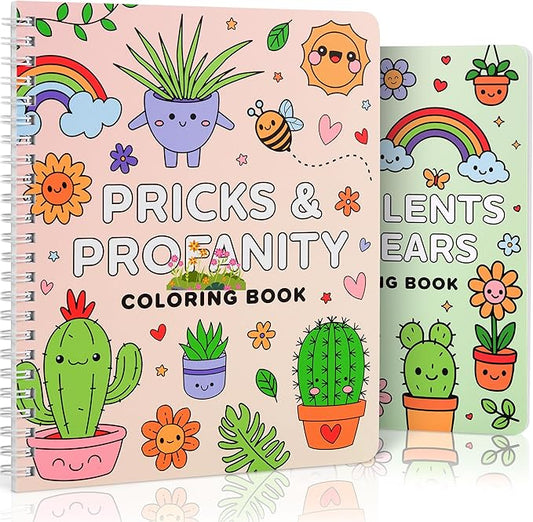 Beautiful Coloring Book Set of 2 for Adult Relaxation - Funny Coloring Books with Floral Designs for a lot of Laughs - The Perfect Stress-Relieving Gift for Women