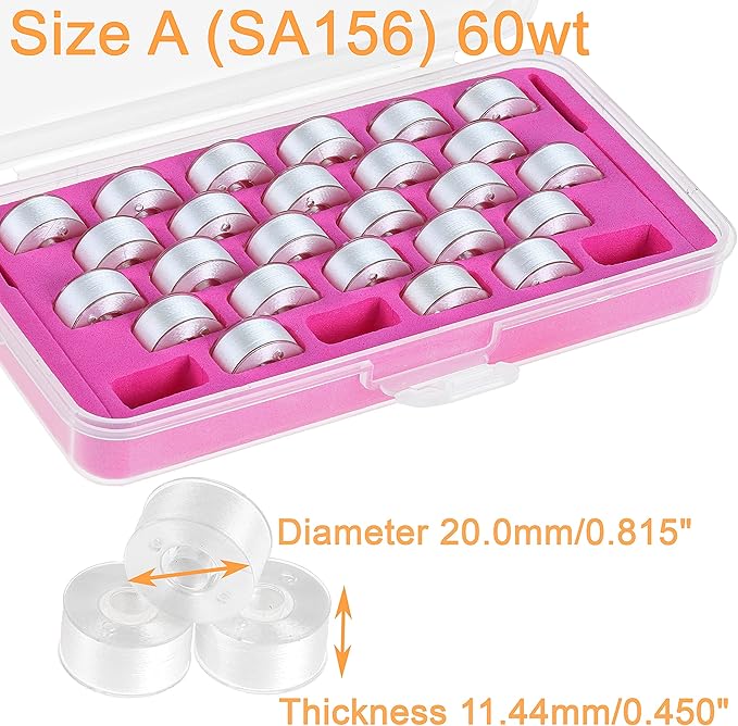 New brothread 28pcs White 70D/2 (60WT) Prewound Bobbin Thread Plastic Size A SA156 for Embroidery and Sewing Machines DIY Embroidery Thread Sewing Thread